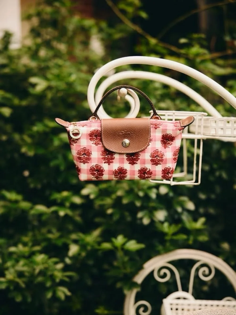Longchamp XS Le Pliage Artichoke Rose Pink Gingham - Picture 1 of 9